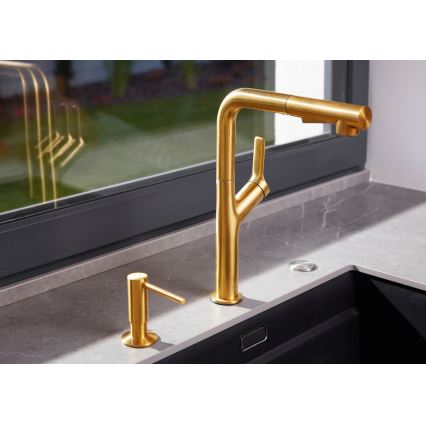 KFA Armatura 990-100-31 - Dispensador de jabón empotrado DUERO acero inoxidable/oro cepillado