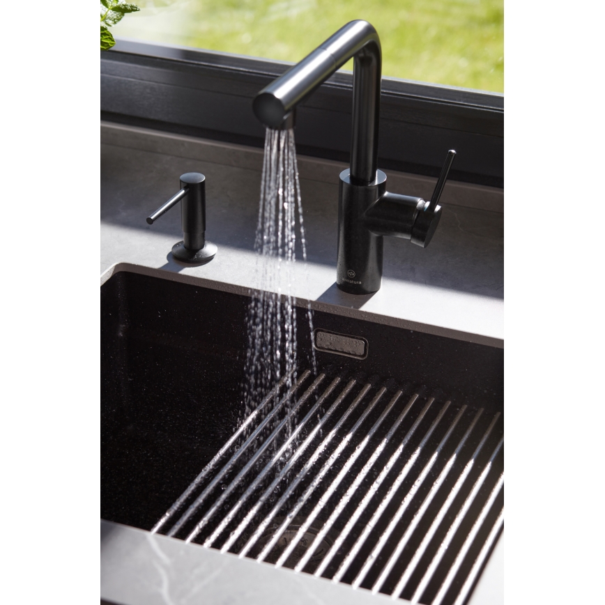 KFA Armatura 990-100-81 - Dispensador de jabón empotrado DUERO acero inoxidable/mate negro