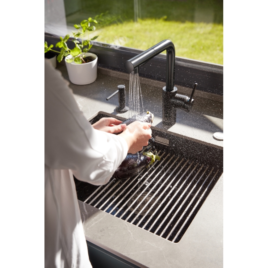 KFA Armatura 990-100-81 - Dispensador de jabón empotrado DUERO acero inoxidable/mate negro