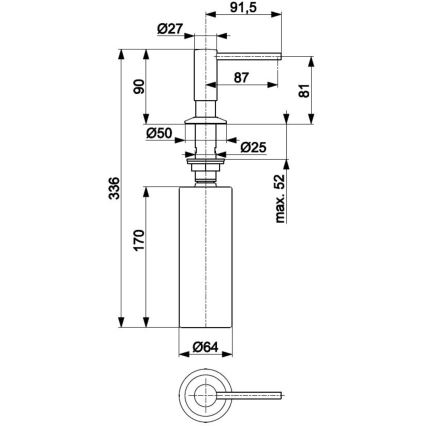 KFA Armatura 990-100-81 - Dispensador de jabón empotrado DUERO acero inoxidable/mate negro