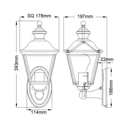 Kichler - Aplique de exterior BAY SHORE 1xE27/60W/230V IP44