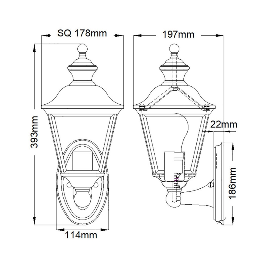 Kichler - Aplique de exterior BAY SHORE 1xE27/60W/230V IP44
