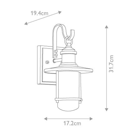 Kichler - Aplique de exterior RIVERWOOD 1xE27/60W/230V IP44 antracita