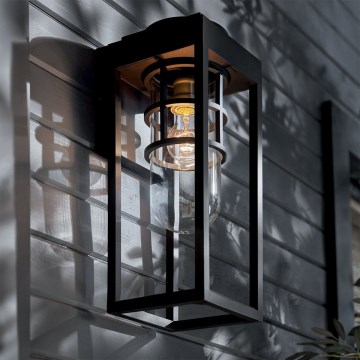 Kichler - Aplique de pared exterior HONE M 1xE27/60W/230V IP44 negro