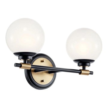 Kichler - Aplique de pared LED para baño BENNO 2xLED/3W/230V negro/dorado IP44