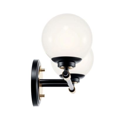 Kichler - Aplique de pared LED para baño BENNO 2xLED/3W/230V negro/dorado IP44