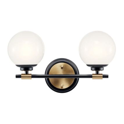 Kichler - Aplique de pared LED para baño BENNO 2xLED/3W/230V negro/dorado IP44