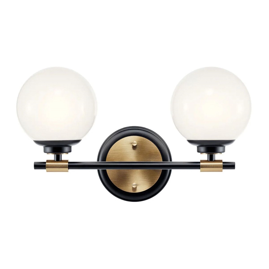Kichler - Aplique de pared LED para baño BENNO 2xLED/3W/230V negro/dorado IP44