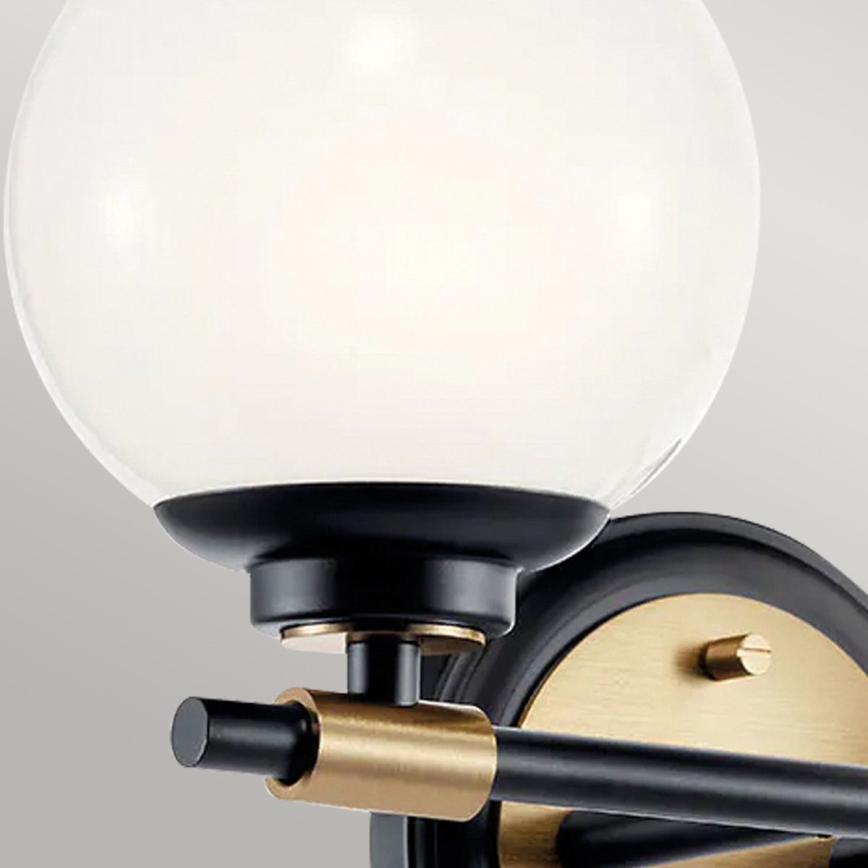 Kichler - Aplique de pared LED para baño BENNO 2xLED/3W/230V negro/dorado IP44