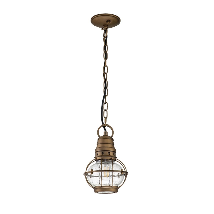 Kichler - Lámpara colgante para exterior con cadena BRIDGE POINT 1xE27/60W/230V IP44 acabado en bronce