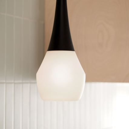 Kichler - Lámpara de suspensión DEELA con varilla 1xE27/60W/230V Ø 17,8 cm negra