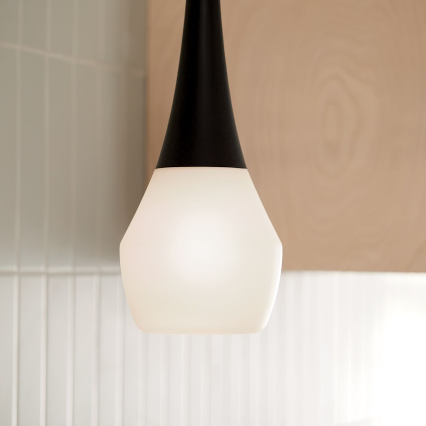 Kichler - Lámpara de suspensión DEELA con varilla 1xE27/60W/230V Ø 17,8 cm negra