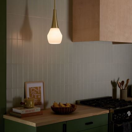 Kichler - Lámpara colgante DEELA 1xE27/60W/230V diá. 17,8 cm latón