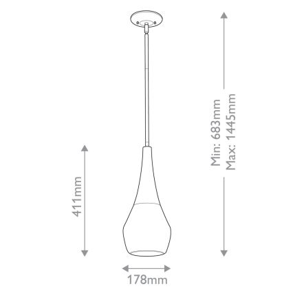 Kichler - Lámpara colgante DEELA 1xE27/60W/230V diá. 17,8 cm latón