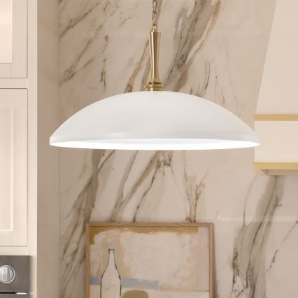 Kichler - Lámpara colgante con cadena DELAROSA 1xE27/60W/230V blanco/latón