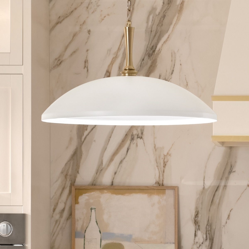 Kichler - Lámpara colgante con cadena DELAROSA 1xE27/60W/230V blanco/latón