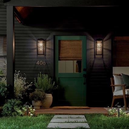 Kichler - Aplique de exterior HONE 1xE27/60W/230V IP44 negro
