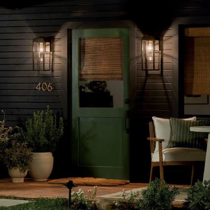 Kichler - Aplique de pared exterior HONE M 1xE27/60W/230V IP44 negro