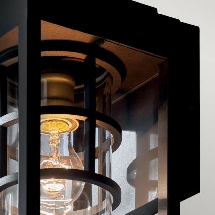 Kichler - Aplique de pared exterior HONE M 1xE27/60W/230V IP44 negro
