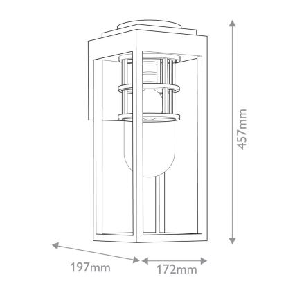 Kichler - Aplique de pared exterior HONE M 1xE27/60W/230V IP44 negro