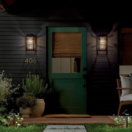 Kichler - Aplique de exterior HONE 1xE27/60W/230V IP44 negro