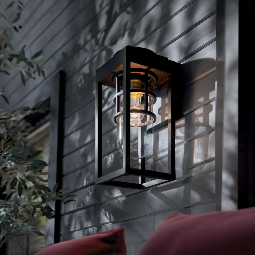 Kichler - Aplique de exterior HONE 1xE27/60W/230V IP44 negro
