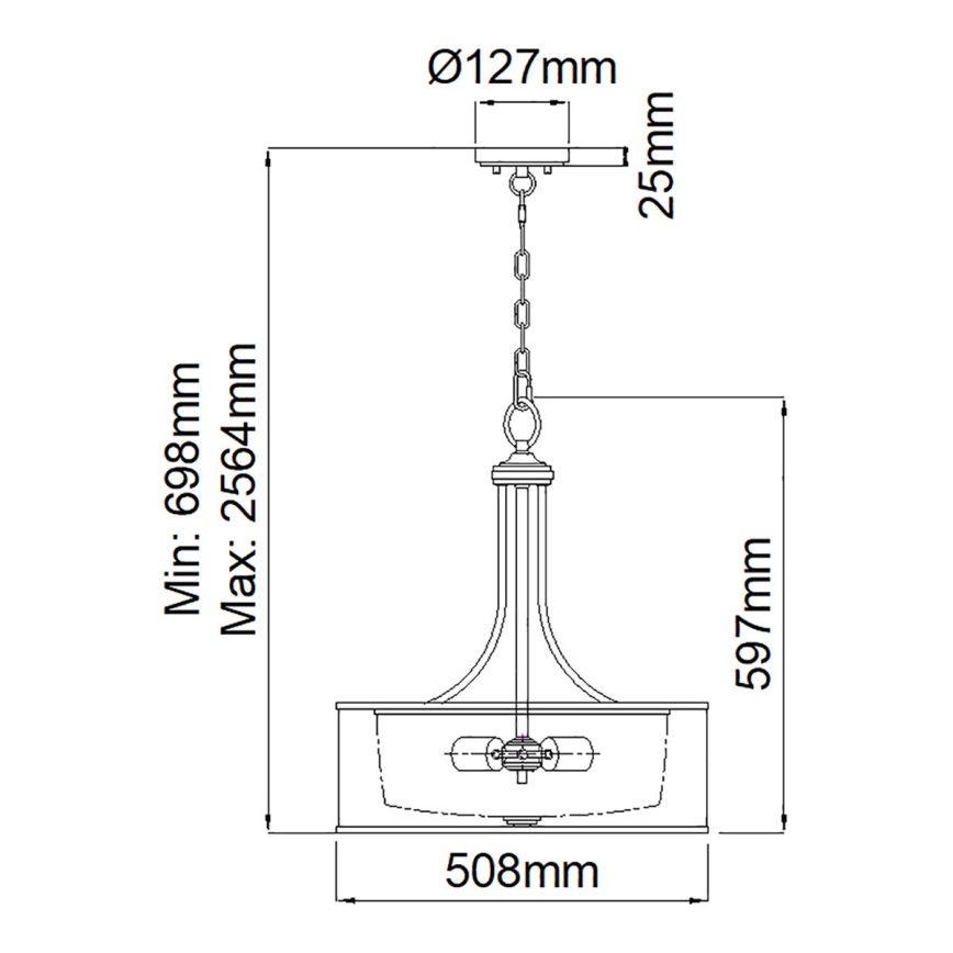 Kichler - Lámpara colgante con cadena LACEY 4xE27/60W/230V con acabado en cromo mate