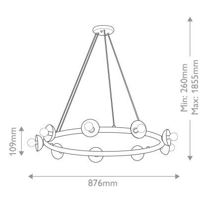 Kichler - Lámpara colgante con cable PALTA 9xE14/40W/230V dorada