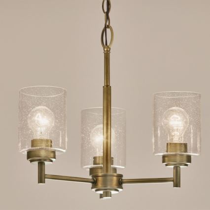 Kichler - Lámpara colgante con cadena WINSLOW 3xE27/60W/230V diá. 45,8 cm latón