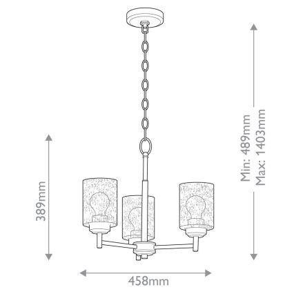 Kichler - Lámpara colgante con cadena WINSLOW 3xE27/60W/230V diá. 45,8 cm latón