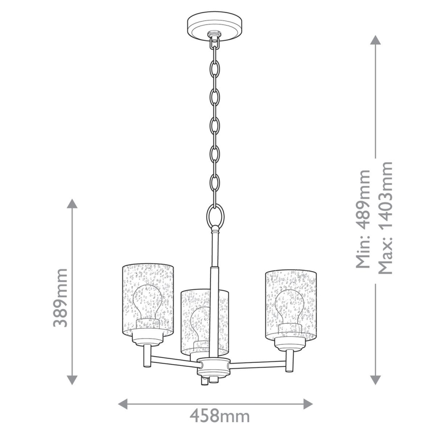 Kichler - Lámpara colgante con cadena WINSLOW 3xE27/60W/230V diá. 45,8 cm latón