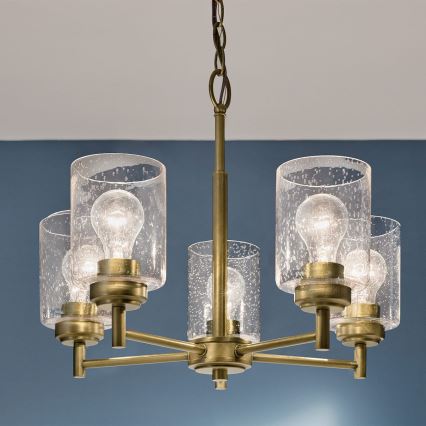 Kichler - Lámpara colgante con cadena WINSLOW 5xE27/60W/230V diá. 50,2 cm latón