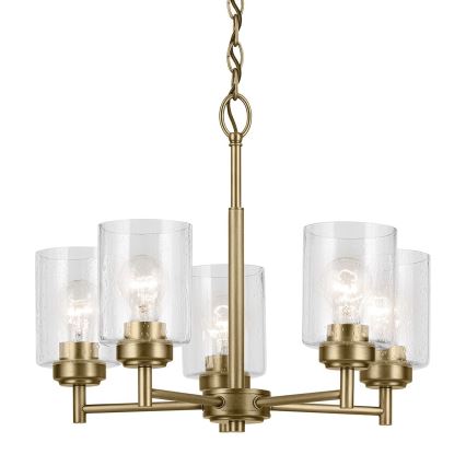 Kichler - Lámpara colgante con cadena WINSLOW 5xE27/60W/230V diá. 50,2 cm latón