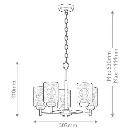 Kichler - Lámpara colgante con cadena WINSLOW 5xE27/60W/230V diá. 50,2 cm latón