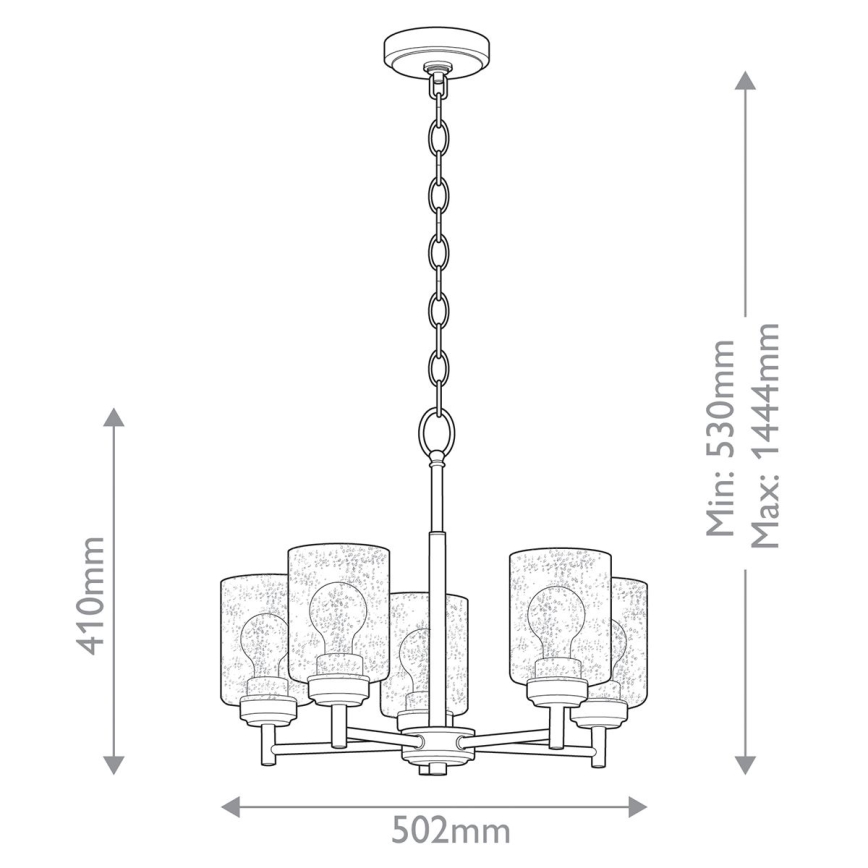 Kichler - Lámpara colgante con cadena WINSLOW 5xE27/60W/230V diá. 50,2 cm latón