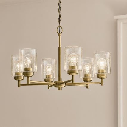 Kichler - Lámpara colgante con cadena WINSLOW 6xE27/60W/230V diá. 66 cm latón