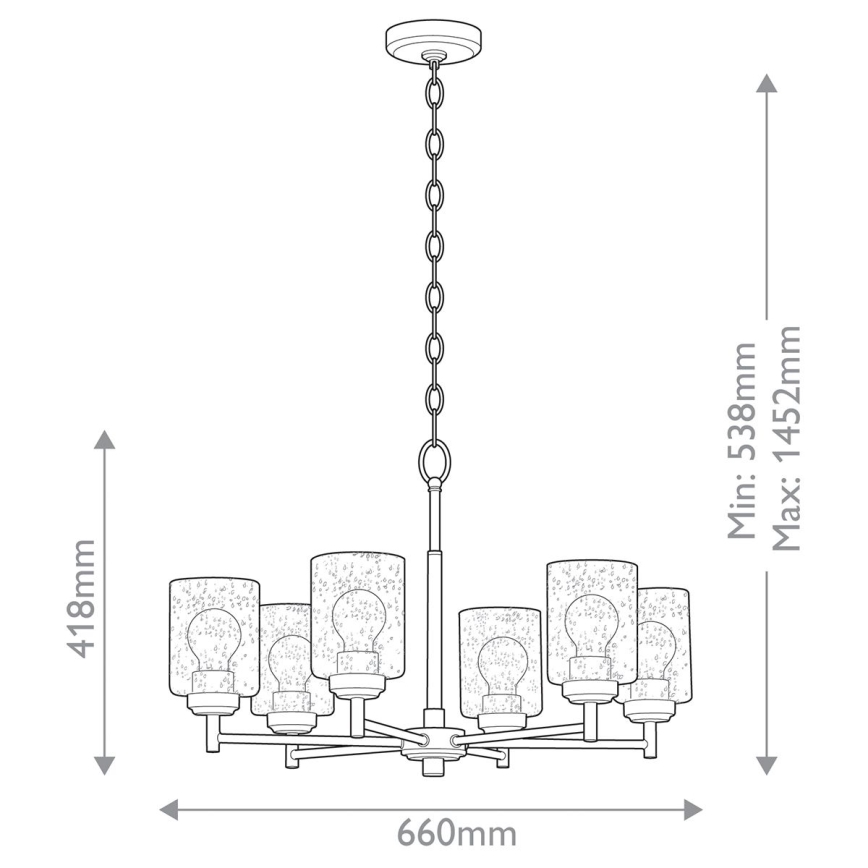 Kichler - Lámpara colgante con cadena WINSLOW 6xE27/60W/230V diá. 66 cm latón