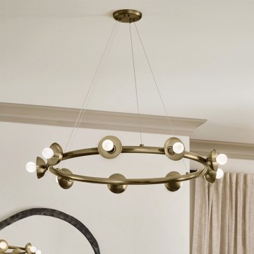 Kichler - Lámpara colgante con cable PALTA 9xE14/40W/230V dorada