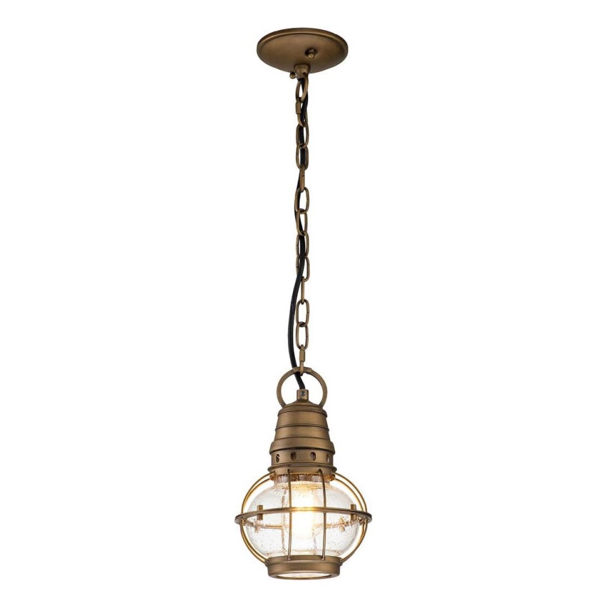 Kichler - Lámpara colgante para exterior con cadena BRIDGE POINT 1xE27/60W/230V IP44 acabado en bronce