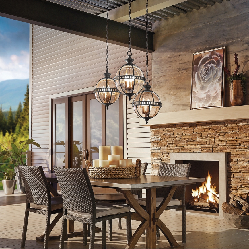 Kichler - Lámpara colgante para exterior HALLERON 3xE14/60W/230V IP44