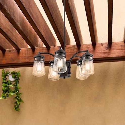 Kichler - Lámpara de araña de exterior en poste LYNDON 5xE27/60W/230V IP44