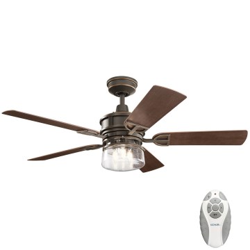 Kichler - Ventilador de techo LYNDON 3xE27/8W/230V IP23 + control remoto