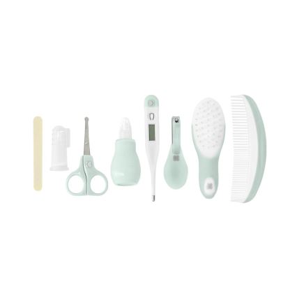 KikkaBoo - Set de cuidado para bebé 8 pz gris/menta