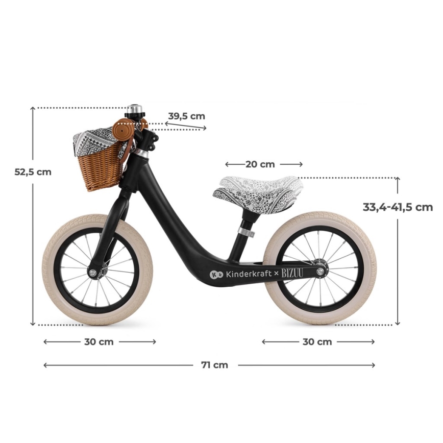 KINDERKRAFT - Bicicleta de equilibrio RAPID 2 Negro Lunar Bizuu
