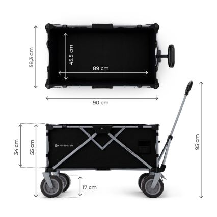 KINDERKRAFT - Carro de transporte plegable WAGON ROLLSTER negro