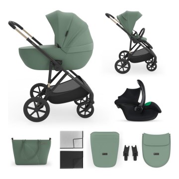KINDERKRAFT - Cochecito combinable 3 en 1 PRIME 3 Verde oscuro