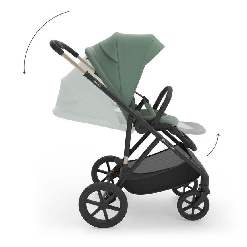 KINDERKRAFT - Cochecito combinable 3 en 1 PRIME 3 Verde oscuro