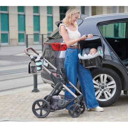 KINDERKRAFT - Cochecito combinado 3en1 MOOV 2 AIR Moonlight gris + silla de coche MINK PRO