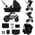 KINDERKRAFT - Cochecito combinado 3en1 MOOV 2 AIR Pure negro + silla de coche MINK PRO