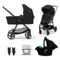 KINDERKRAFT - Cochecito combinado 3en1 NEWLY Clásico negro  + silla de coche MINK PRO
